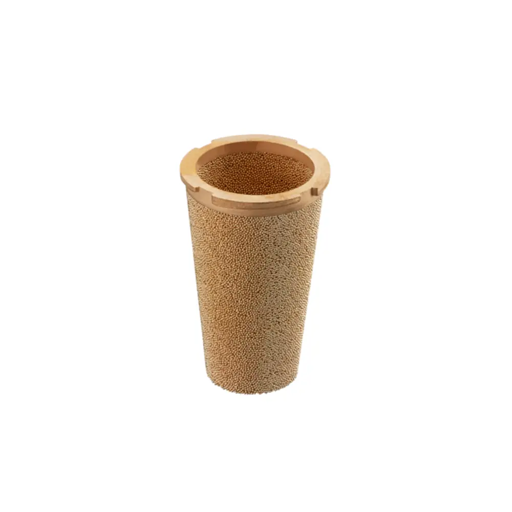Filtereinsatz aus Sinterbronze mit einer geriffelten Oberfläche, geeignet für den Einsatz in Systemen von Oventrop.